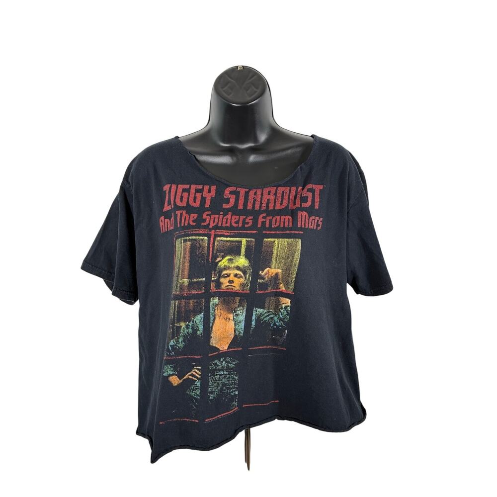 David Bowie Ziggy Stardust Crop Graphic T Shirt Distressed